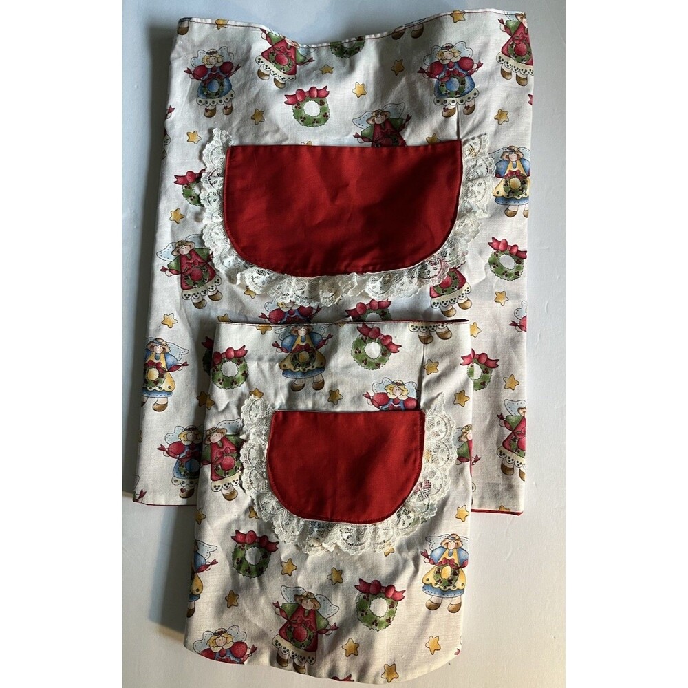 Matching Mommy Daughter Christmas Holiday Aprons Handmade Vintage Baking